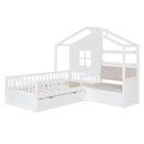 House Bed With Sofa, Kids Platform Bed With 2 Drawers And Storage Shelf by Unique Piece Furniture