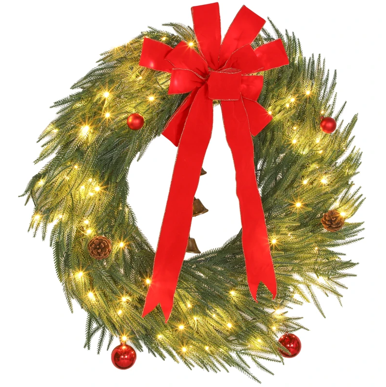 Christmas Wreath for Front Door with LED Lights, photo 3 of 8