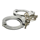 Handcuffs Deluxe Double-Lock Nickel Plated with Key - Fully Functional Locking Prop