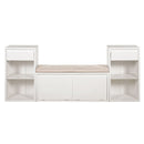Entryway Storage Bench With Cushion, Drawers & Open Shelves by HouseOfZazla