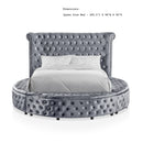 Glam Button Tufted Wingback Round Bed With Storage And USB Ports by HouseOfZazla