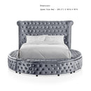 Glam Button Tufted Wingback Round Bed With Storage And USB Ports by Unique Piece Furniture