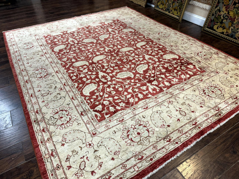 Pakistani Chobi Rug 8x10, Red, Handmade