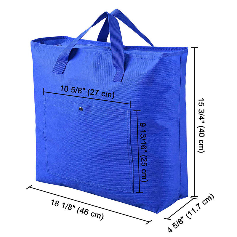 Yescom Reusable Tote Bag with Handles and Zipper Blue Polyester