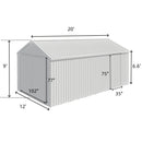 12'x20' Heavy-Duty Metal Garage Shed