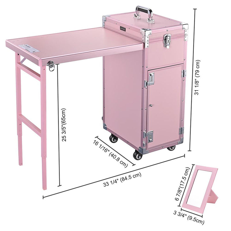 Byootique Nail Table Makeup Station Speaker Drawers Mirror