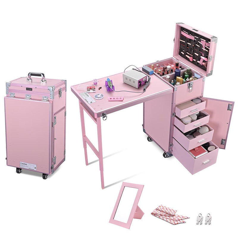 Byootique Nail Table Makeup Station Speaker Drawers Mirror