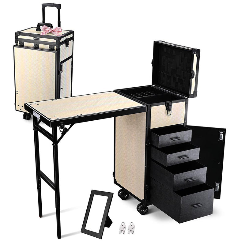 Byootique Nail Table Makeup Station Speaker Drawers Mirror