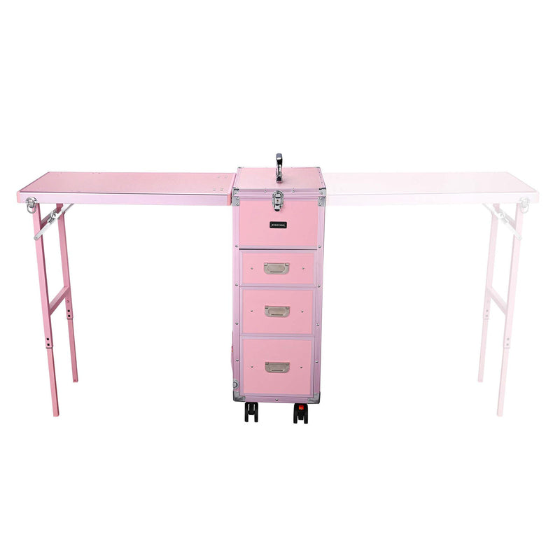 Byootique Makeup Artist Nail Tech Travel Case Workstation (Lefty & Righty) Pink