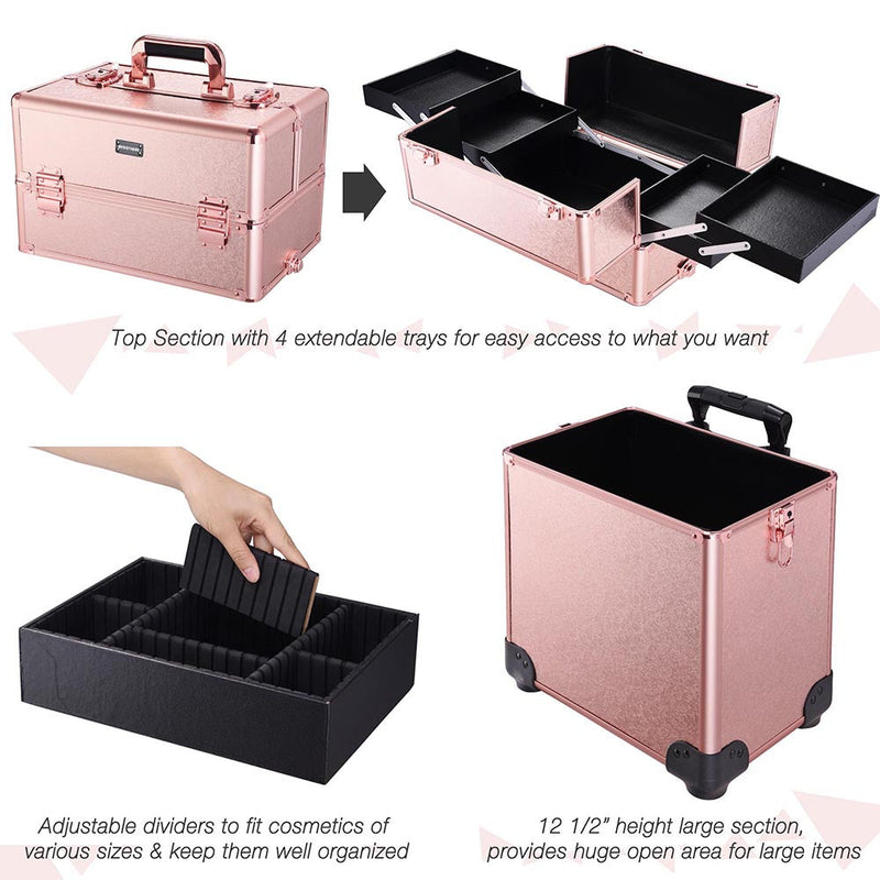 Byootique 4 in 1 Rolling Makeup Case Pink Champagne