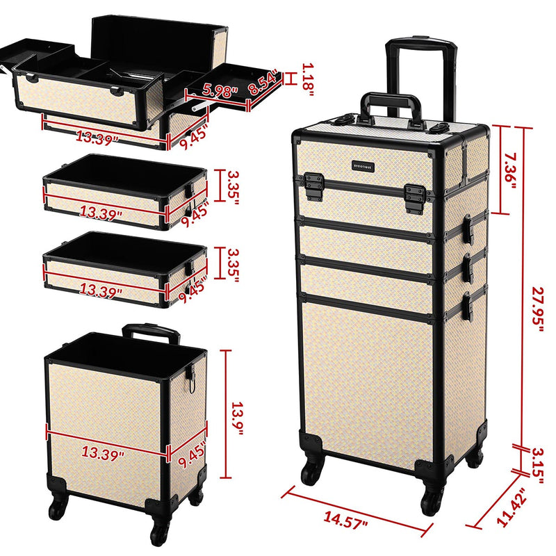 Byootique Rolling Makeup Case Art Deco Artist Travel Case