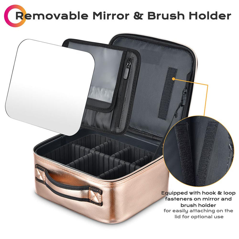 Byootique Gold 10" Cosmetic Makeup Case with Mirror