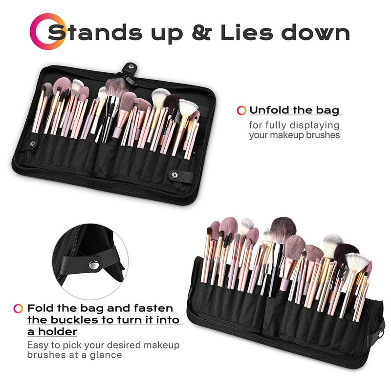 Byootique Makeup Brush Holder with 29 Pockets Stand Up