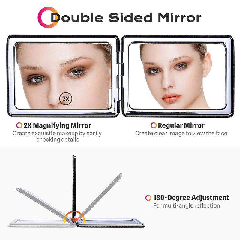 Byootique Magnifying Mirror Dual Sided with Comb Black 3ct/Pack