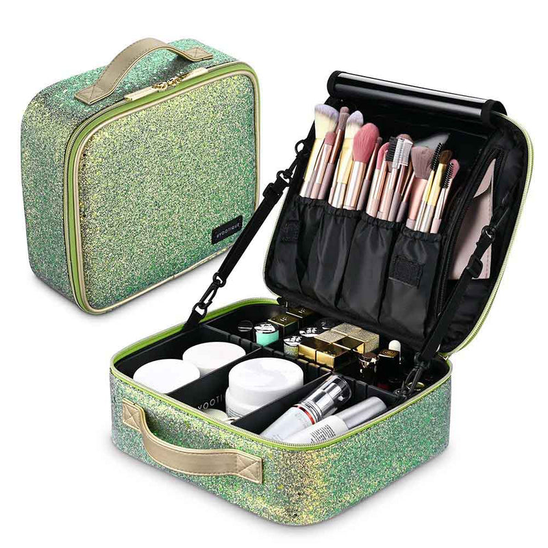 Byootique Sparkle Makeup Train Case w/ Dividers & Brush Holder