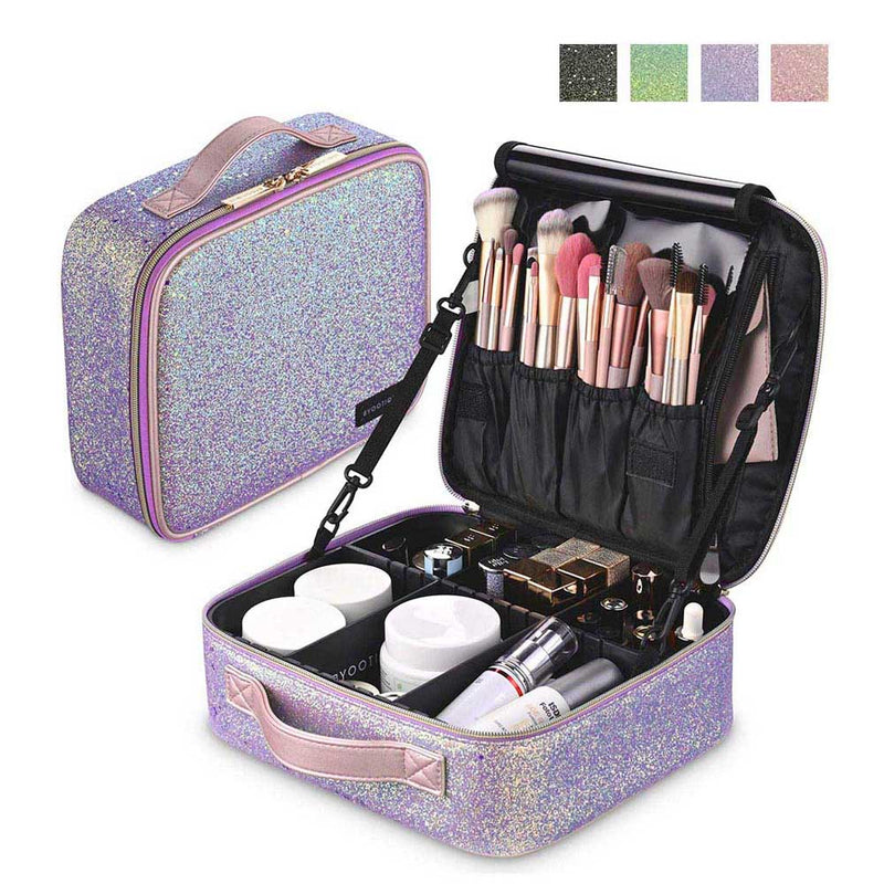 Byootique Sparkle Makeup Train Case w/ Dividers & Brush Holder