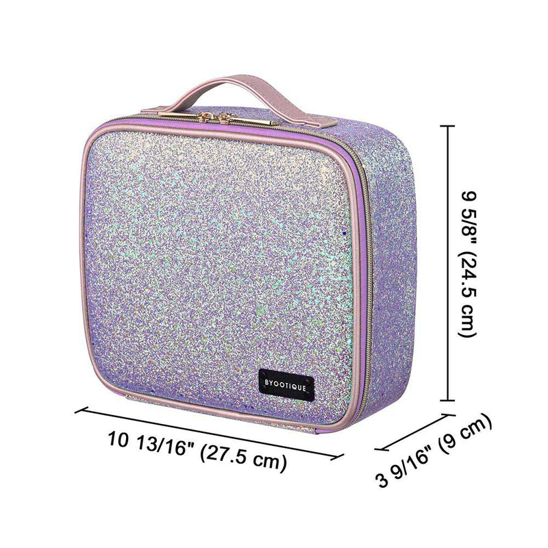 Byootique Sparkle Makeup Train Case w/ Dividers & Brush Holder