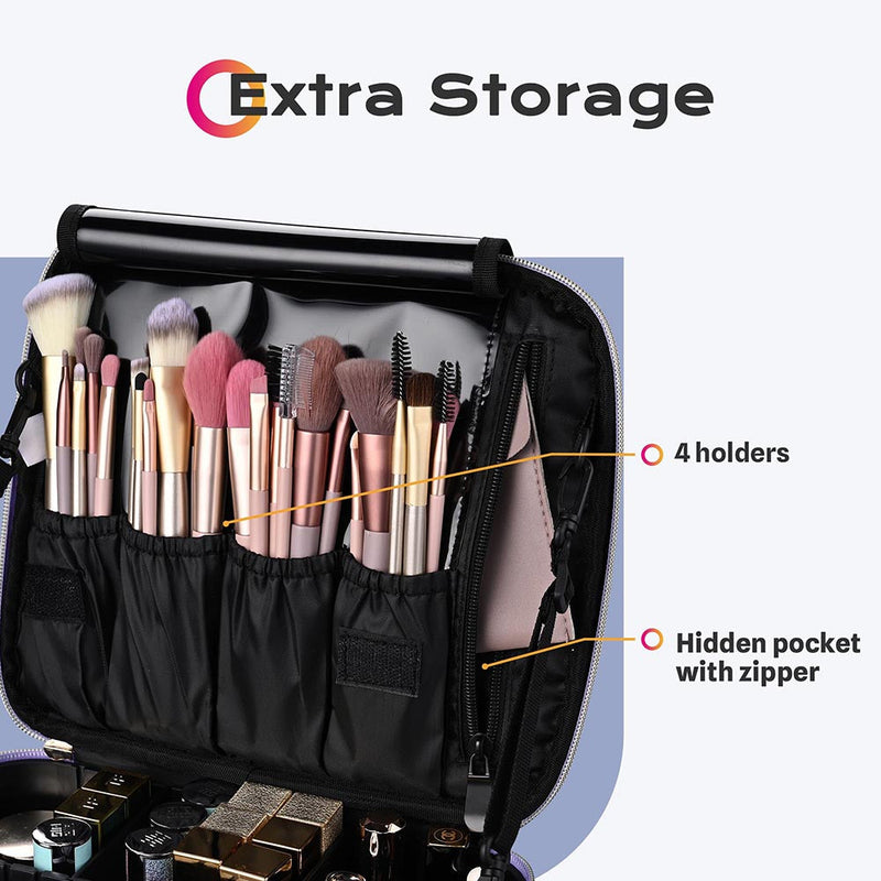 Byootique Sparkle Makeup Train Case w/ Dividers & Brush Holder