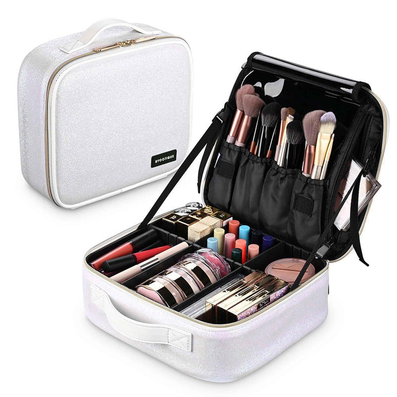 Byootique Sparkle Makeup Train Case w/ Dividers & Brush Holder