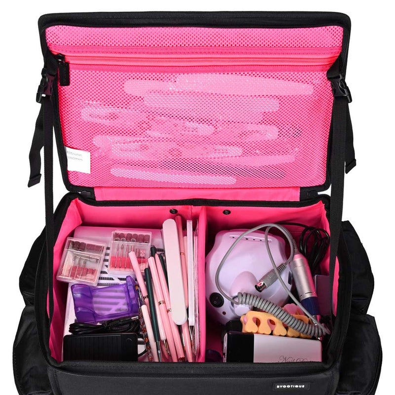 Byootique Hairdresser Nail Tech Rolling Case with Makeup Backpack