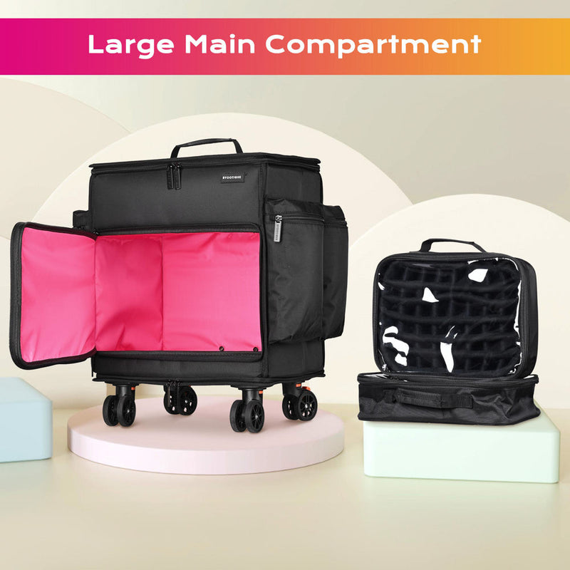 Byootique Hairdresser Nail Tech Rolling Case with Makeup Backpack