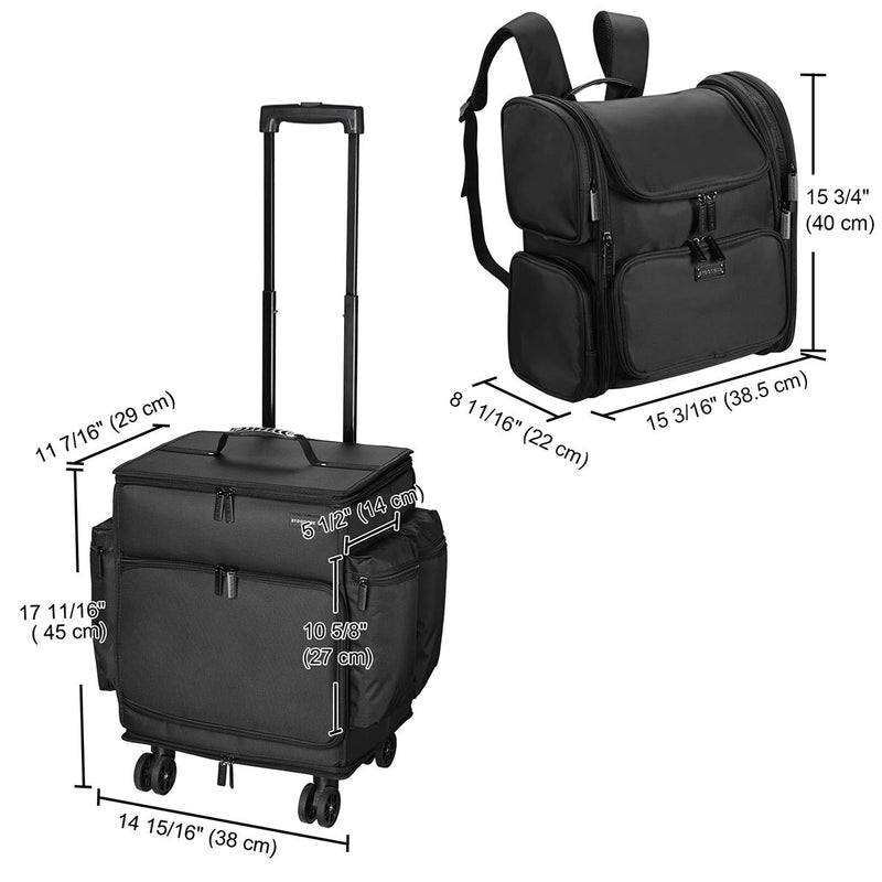Byootique Hairdresser Nail Tech Rolling Case with Makeup Backpack