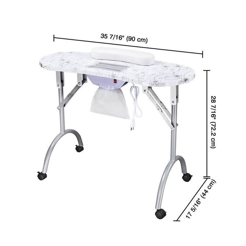 Yescom Foldable Nail Table with Vent Manicure Nail Art