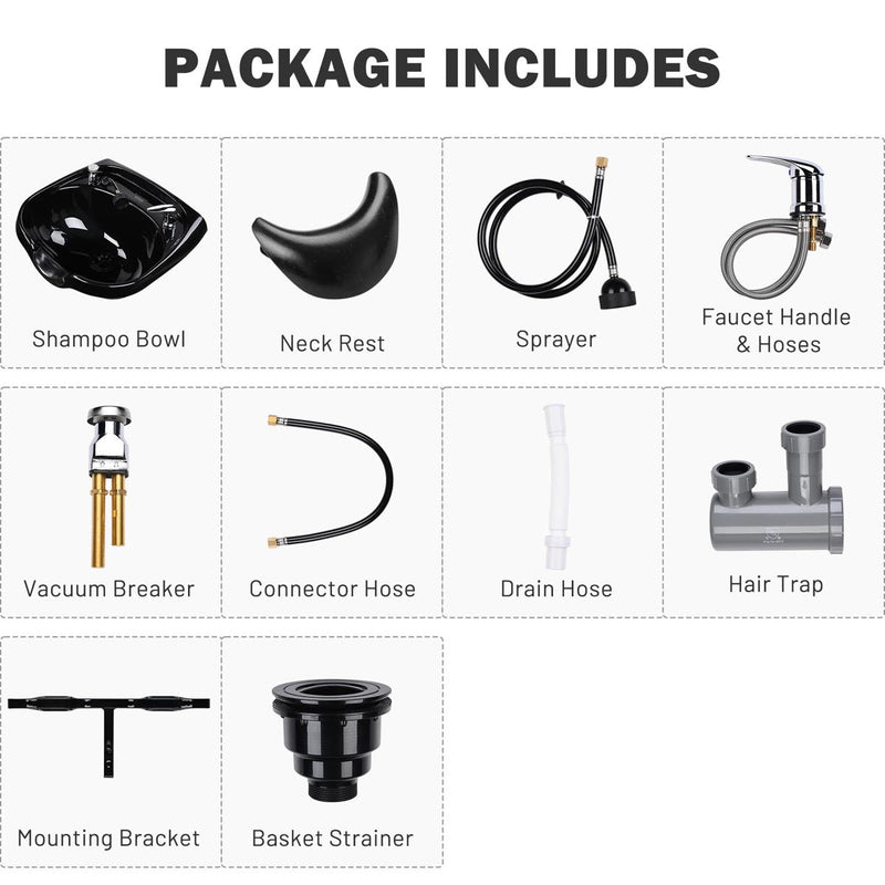 Yescom Vacuum Breaker Shampoo Bowl w/ Gel Neck Rest