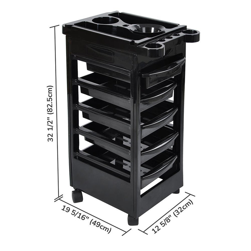 Yescom Salon Trolley Cart Storage Beauty Station w/ 5 Drawers