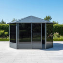 [12X12FT] Alora Prism Large Octagonal Sunroom Solarium With Lockable Sliding Doors And Galvanized Steel Sloping Roof (SAK47843)