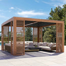 [12X12FT] Alora Premium Outdoor Wood Grain Louvered Pergola With Integrated Drainage (SAK74256) by SAKSBY WHOLESALE