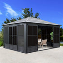 [12X14FT] Alora Serenity Premium All-Weather Outdoor Aluminum Sunroom With Galvanized Steel Hardtop Sloping Roof, Lockable Doors, And Moveable PC Screens (SAK76831) by SAKSBY WHOLESALE