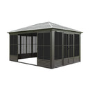 [12X14FT] Alora Serenity Premium All-Weather Outdoor Aluminum Sunroom With Galvanized Steel Hardtop Sloping Roof, Lockable Doors, And Moveable PC Screens (SAK76831)
