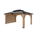 [12X14FT] Alora Modern Double-Tier Hardtop Spruce Wood Gazebo With Built-In Privacy Wall & Ceiling Hooks (SAK75086) by SAKSBY WHOLESALE