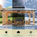 [12X14FT] Alora Modern Double-Tier Hardtop Spruce Wood Gazebo With Built-In Privacy Wall & Ceiling Hooks (SAK75086) by SAKSBY WHOLESALE