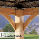 [12X14FT] Alora Modern Double-Tier Hardtop Spruce Wood Gazebo With Built-In Privacy Wall & Ceiling Hooks (SAK75086) by SAKSBY WHOLESALE