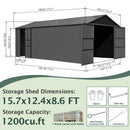 Extra-Large Outdoor Heavy-Duty Metal Garage Shed With Lockable Doors [No Floor] (SAK14093)