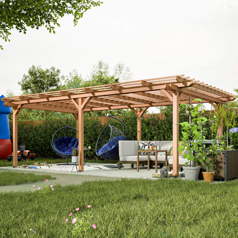 [12X16FT] Alora Extra Large Outdoor Wooden Waterproof Grape Gazebo, Brown (SAK76476)