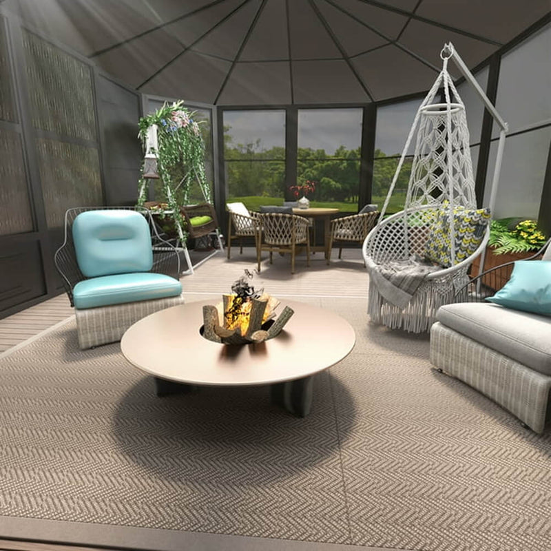 [12x18FT] Alora Large Luxury Outdoor All-Season Aluminum Solarium Sunroom With Polycarbonate Hardtop And Sliding Doors (SAK35948)