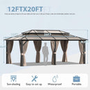 [12X20FT] Alora Premium Aluminum Outdoor Polycarbonate Hardtop Gazebo With Netting & Curtains (SAK36580)