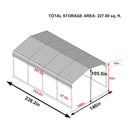 [12X20FT] Alora Premium Heavy-Duty Outdoor Canopy Garage Shelter With Galvanized Metal Roof (SAK91523)