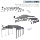 [12X20FT] Alora Heavy-Duty Metal Carport With Galvanized Steel Roof For Car, Boats And Trucks, Gray (SAK95562)