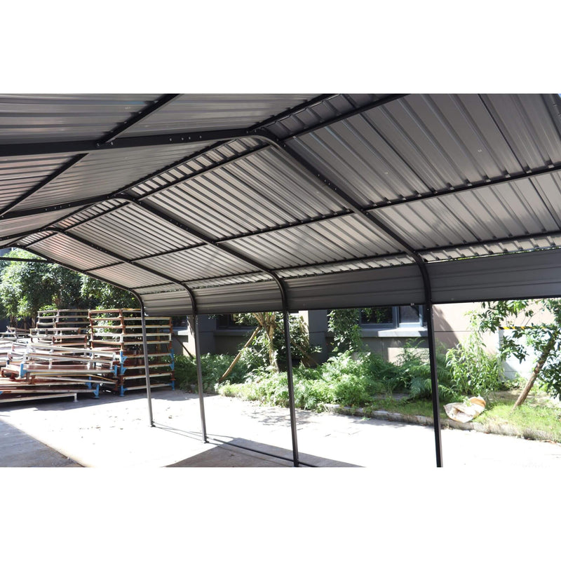 [12X20FT] Alora Heavy-Duty Metal Carport With Galvanized Steel Roof For Car, Boats And Trucks, Gray (SAK95562)