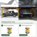 [12X24FT] Alora Large Heavy-Duty Outdoor Cedar Wood Hardtop Carport With Galvanized Steel Roof (SAK48392) by SAKSBY WHOLESALE