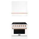 Akicon 36" Stainless Steel Range Hood with 600 CFM Insert & 6-Burner Gas Range Combo – Powerful Ventilation, Convection Oven, Multiple Finishes