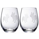 French Bulldog Stemless Wine Glasses Set Of 2 By Dog Lover Glass Gifts For Mom Dad S by The Wine Savant