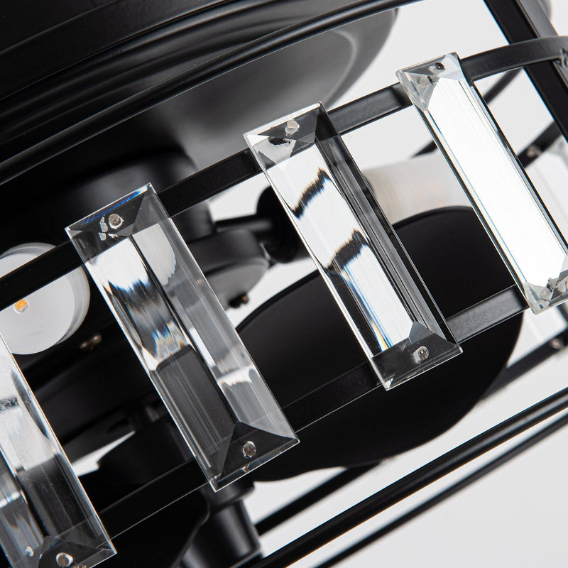 13" Modern DC Motor Flush Mount Reversible Crystal Ceiling Fan with Lighting and Remote Control