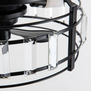 13" Modern DC Motor Flush Mount Reversible Crystal Ceiling Fan with Lighting and Remote Control