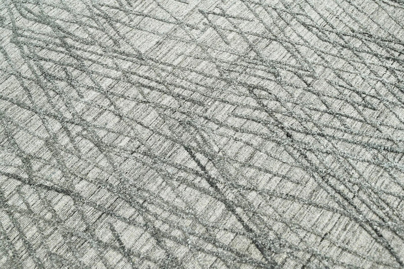 4x6 Tone on Tone Gray Hand Knotted 100% Wool Modern & Contemporary Oriental Area Rug