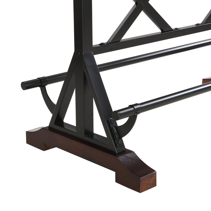 5-Piece Dining Table Set, 59" Wooden Sofa Side Table with Stabilizing Base, Rustic Brown Industrial Adjustable Height Chairs, Modern Bar Table and Chairs for Living Room, Dining Room, and Space Saving